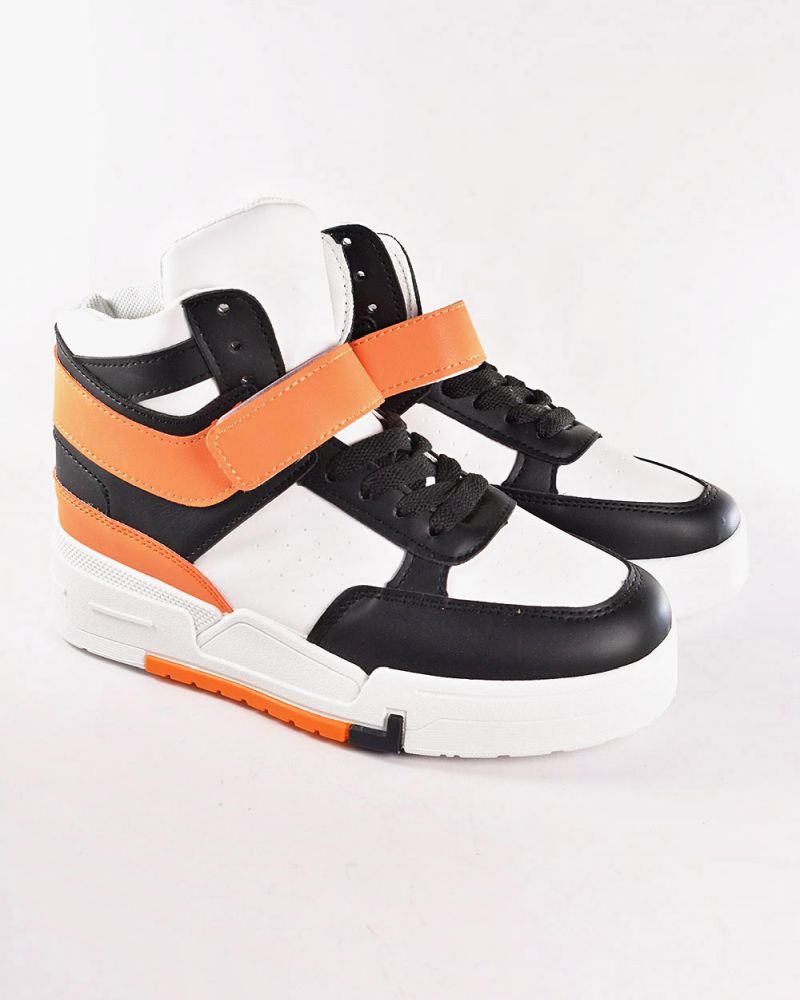 Beltipo Γυναικείο sneaker Μποτάκι Λευκό-Μαύρο-Πορτοκαλί