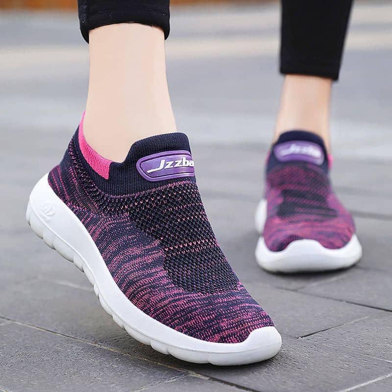 Γυναικεία Sneakers μωβ με χοντρή σόλα χωρίς κορδόνια