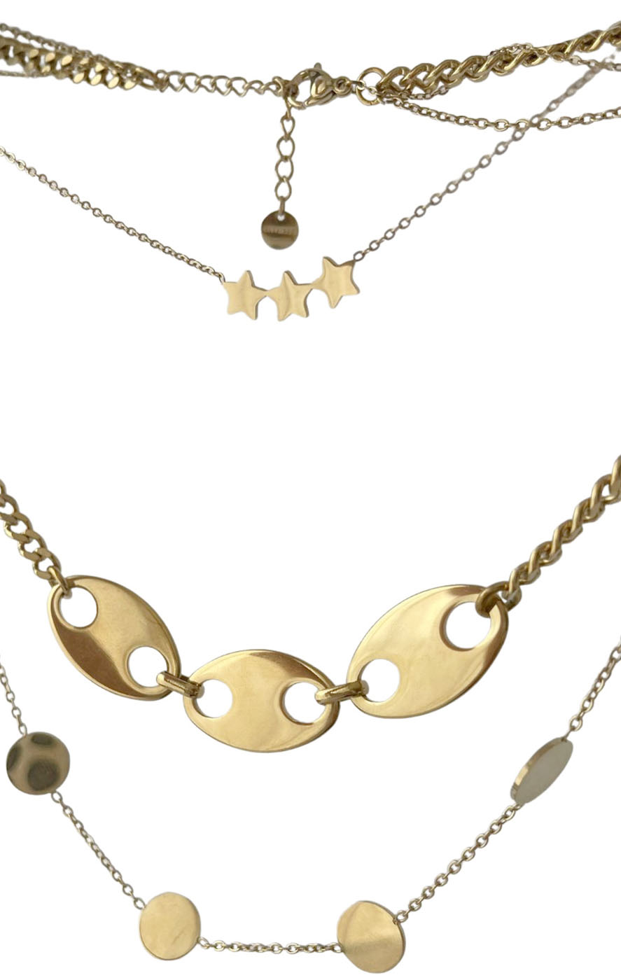 Τριπλή Αλυσίδα Lucky Star - Χρυσό - LC5523-1-Χρυσό-One Size