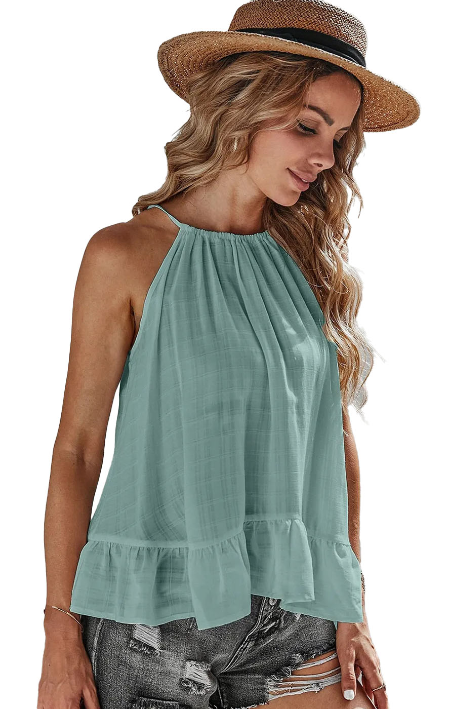 Μπλούζα Hem Halter - Πράσινο - LC2568132-Πράσινο-S