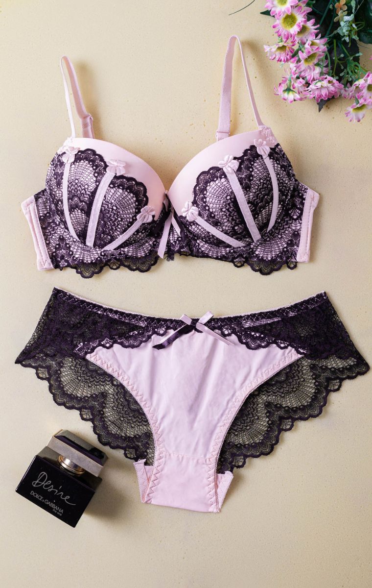 Plus Size Σετ Εσωρούχων Burlesque - Σομόν - LC2152-1-Σομόν-L/XL