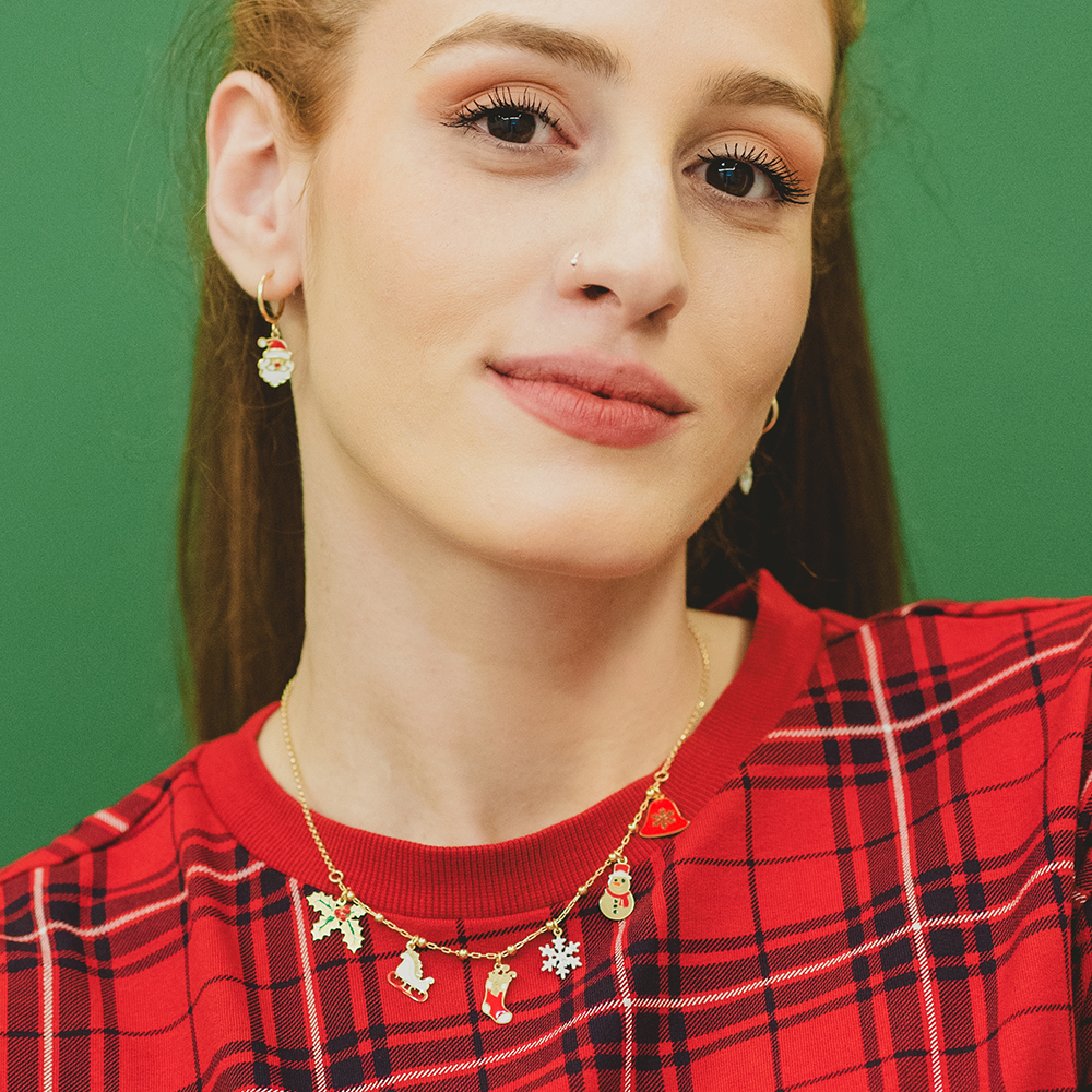 Κολιέ Χριστουγεννιάτικο με στοιχεία από επιχρυσωμένο ασήμι 925°