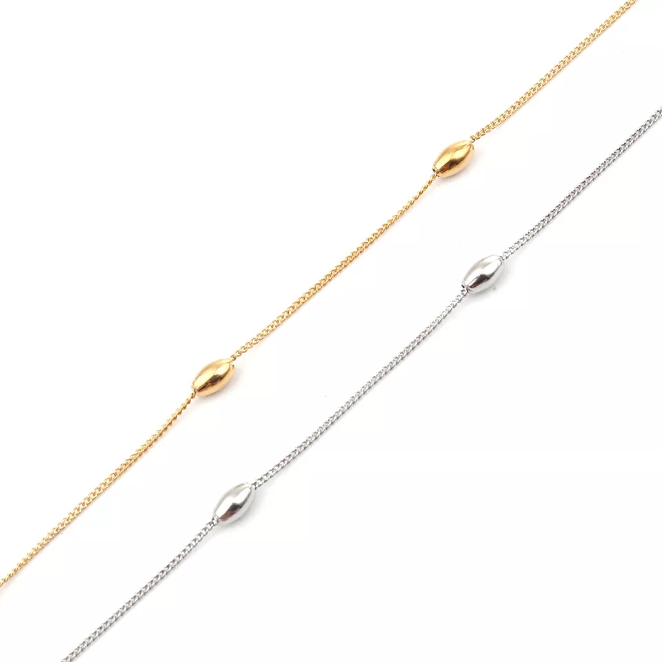 Βραχιόλι για το πόδι με Drop beads από ατσάλι επίχρυσο