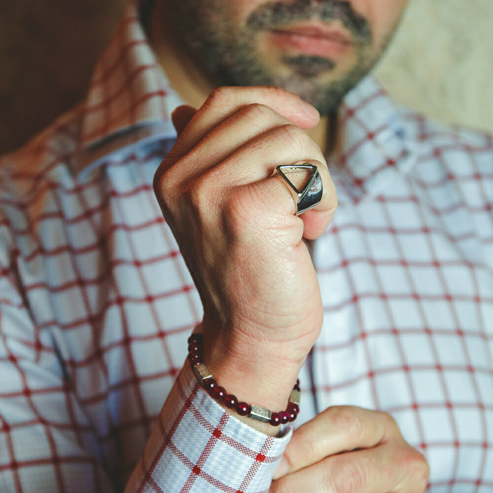 Χειροποίητο Βραχιόλι Agate Ruby με στοιχεία από ασήμι 925°