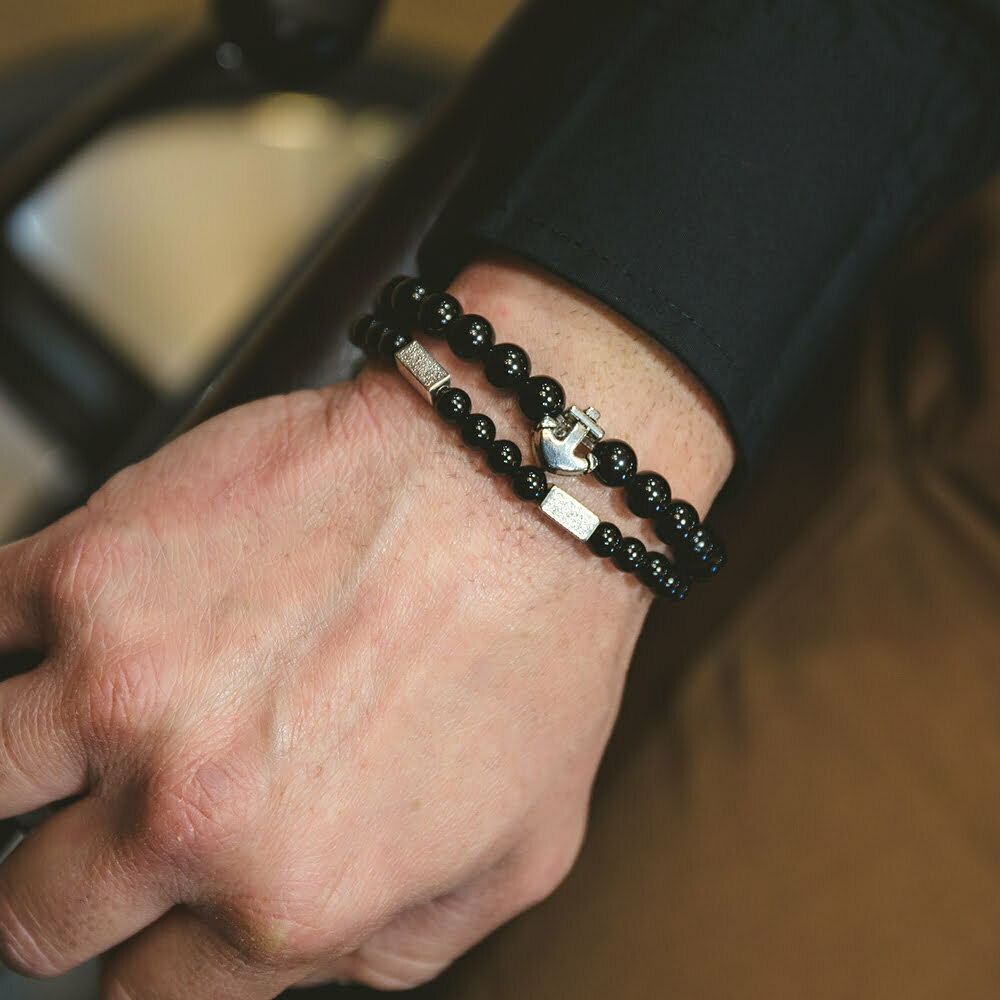 Χειροποίητο Βραχιόλι Onyx με στοιχεία από ασήμι 925°