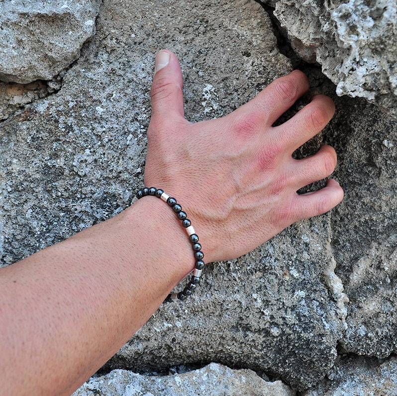Χειροποίητο Βραχιόλι Hematite με στοιχεία από ασήμι 925°