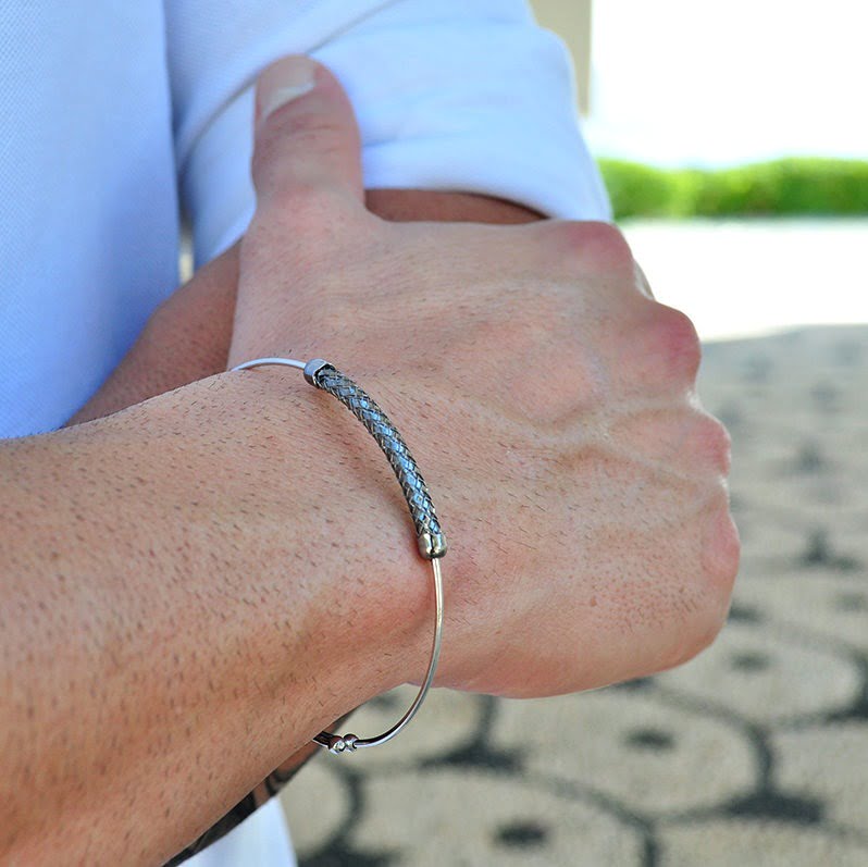 Bangle Βραχιόλι από ασήμι 925° «Ψάθα»