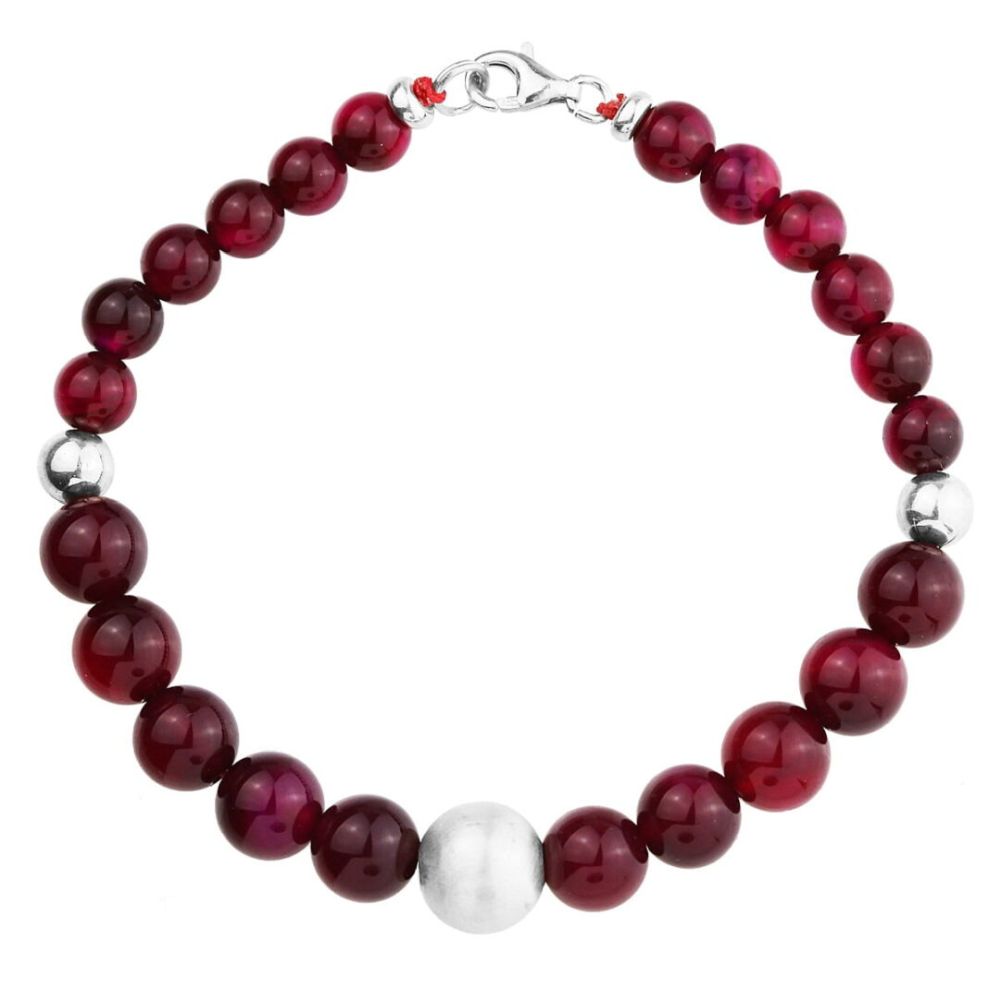 Χειροποίητο Βραχιόλι Agate Ruby από ασήμι 925°