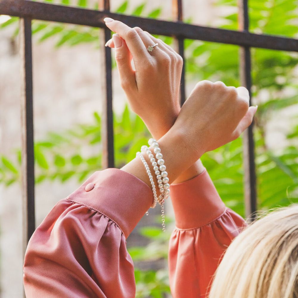 Βραχιόλι από ασήμι 925° με συνθετικές πέρλες 0,4 mm