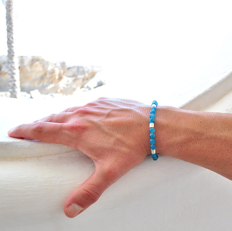 Χειροποίητο Βραχιόλι Jade Aquamarine με στοιχεία από ασήμι 925°