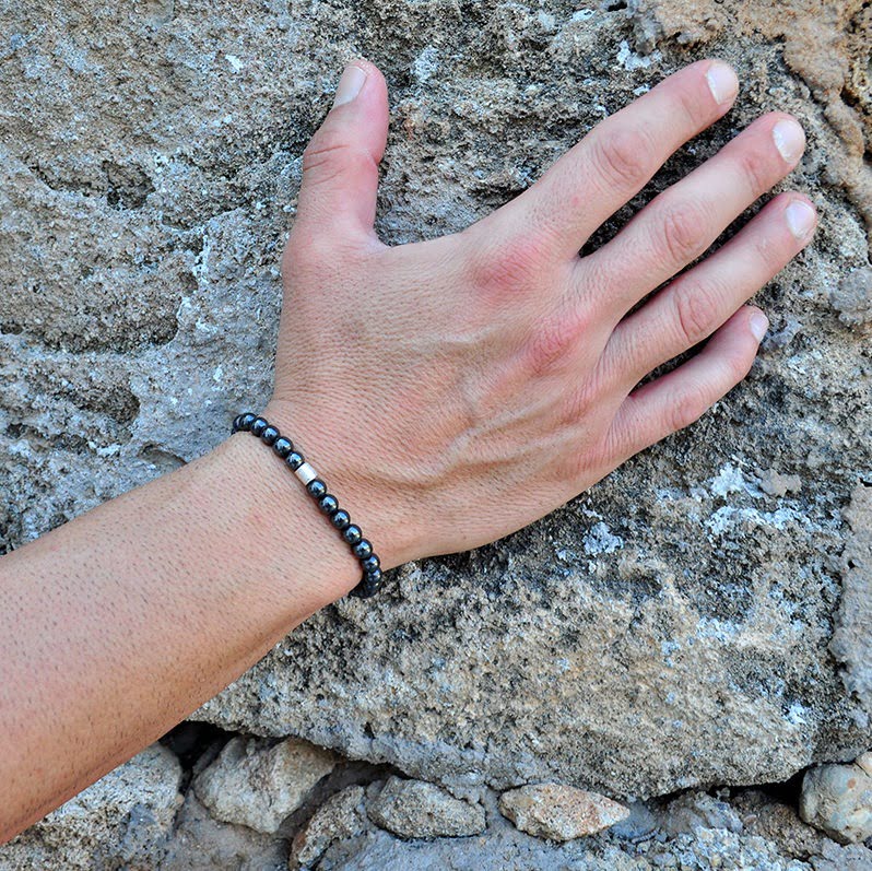 Χειροποίητο Βραχιόλι Hematite με ασημένιο στοιχείο