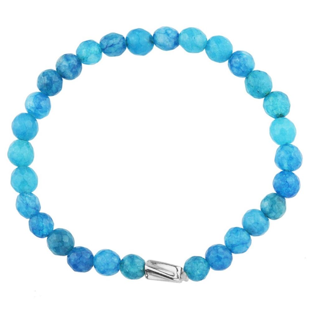 Χειροποίητο Βραχιόλι Jade Blue με ασημένιο στοιχείο