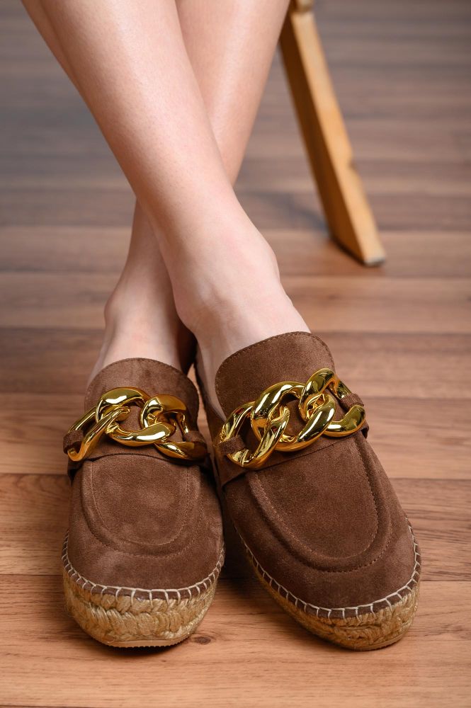 Δερμάτινα Suede Mules Sofia Manta 784 Espresso