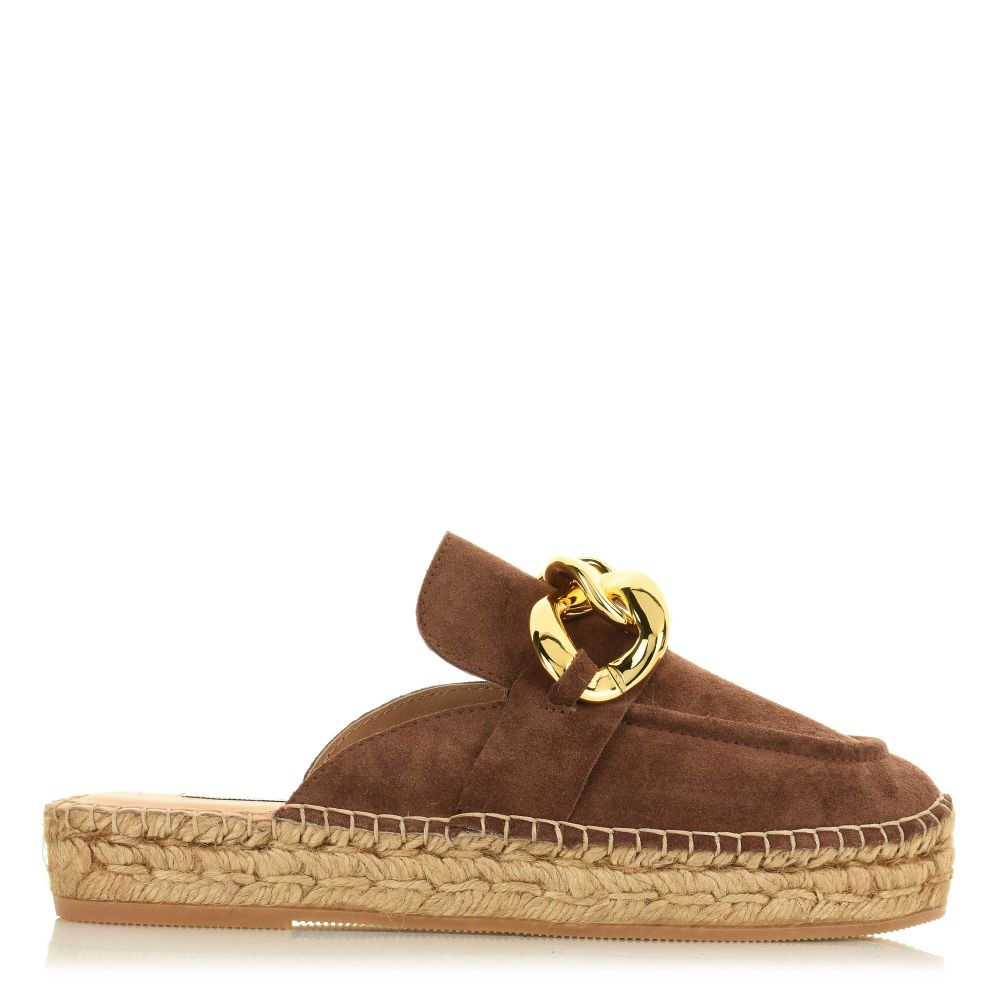 Δερμάτινα Suede Mules Sofia Manta 784 Espresso