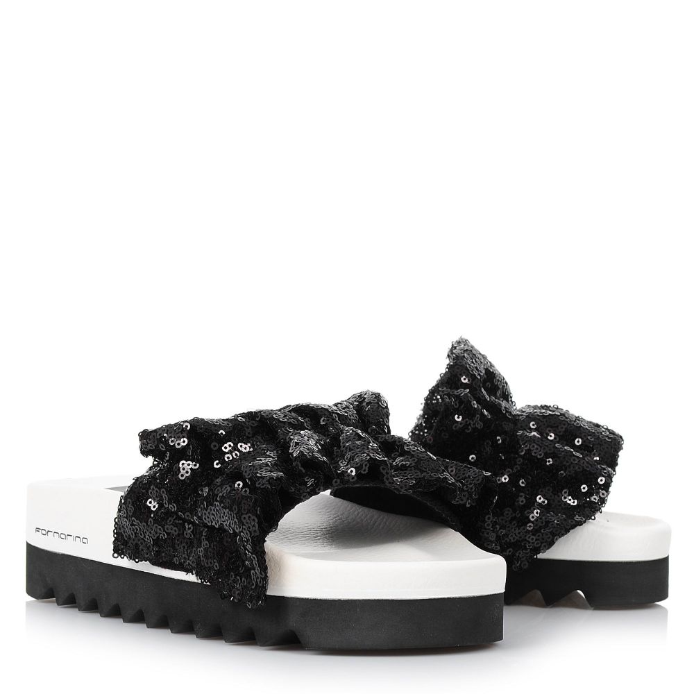 Sliders-Flatforms Fornarina Bess Fabric PE18BS2866G-000 Black