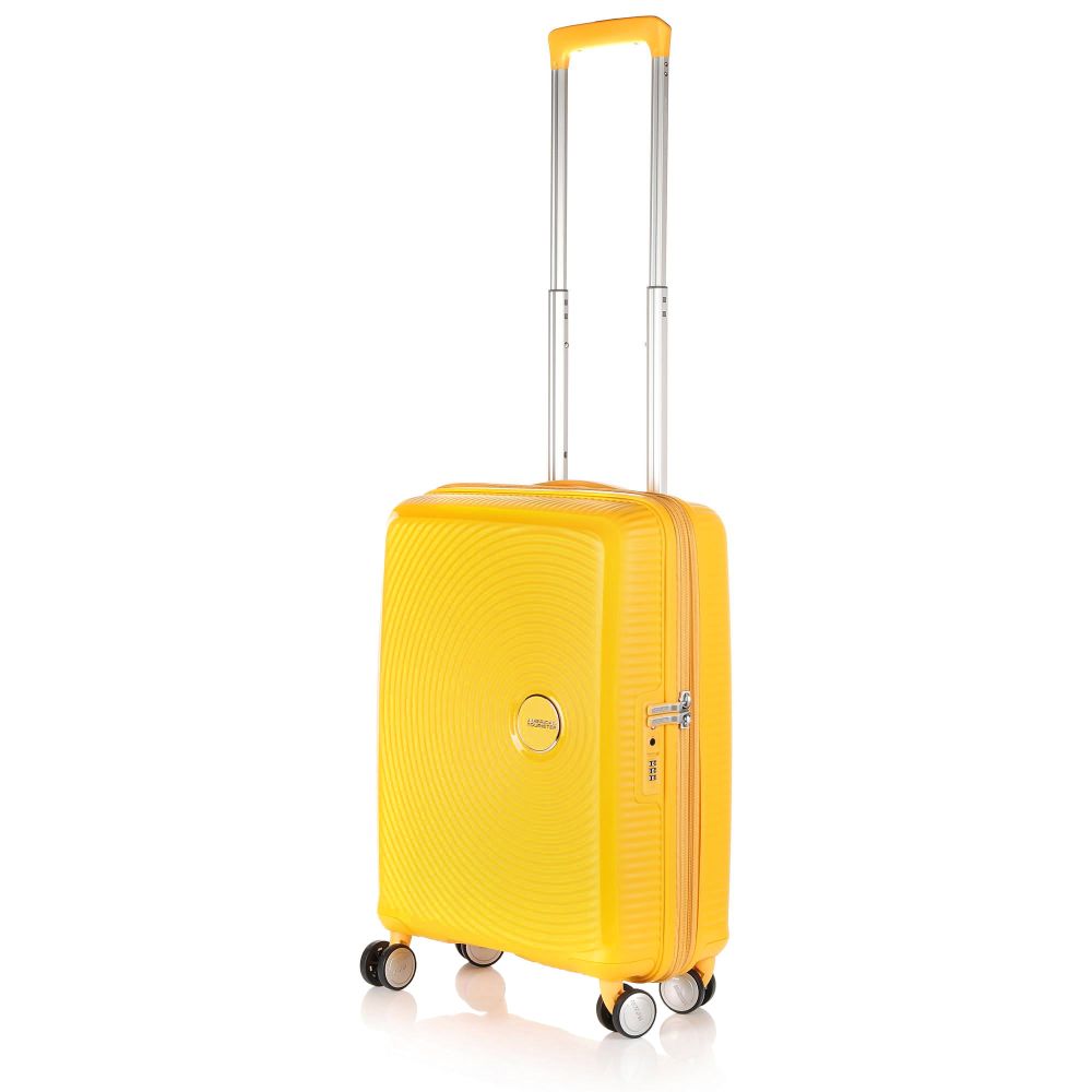 Βαλίτσα Σκληρή Καμπίνας American Tourister Soundbox Spinner 55 EXP Cabin Size 88472-1371 Golden Yellow