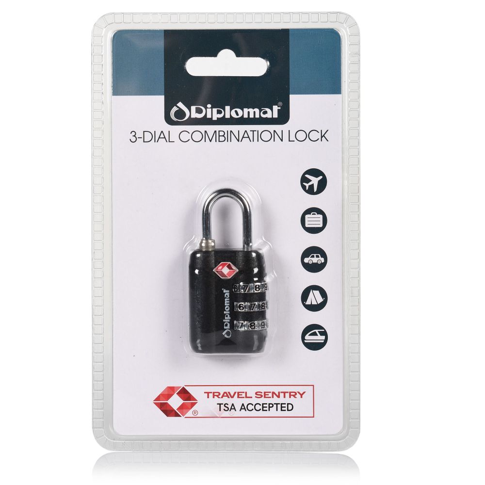 TSA Κλειδαριά με 3ψήφιο συνδυασμό Diplomat Accessories Collection ACLOCK3 Μαύρο