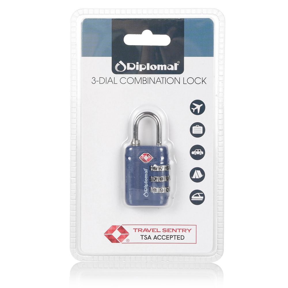 TSA Κλειδαριά με 3ψήφιο συνδυασμό Diplomat Accessories Collection ACLOCK3 Μπλε