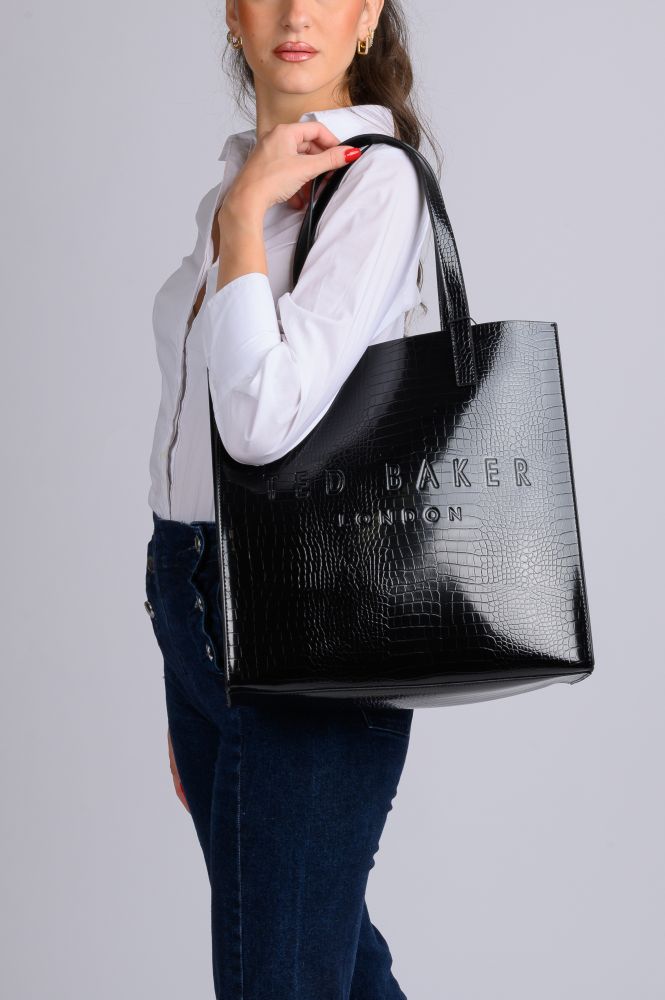 Τσάντα Ώμου Ted Baker Croccon Croccon Croc Detail Large Icon Bag 253518 Black