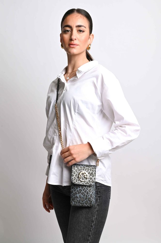 Τσαντάκι-Θήκη Κινητού Christina Malle Leopard Denim Glam Phone Case