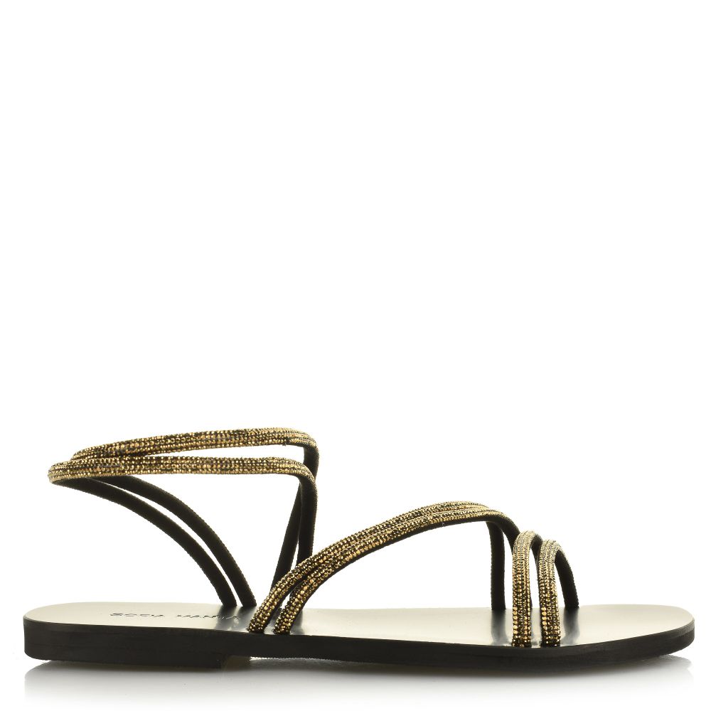 Δερμάτινα Σανδάλια Sofia Manta 236 Gold/Black