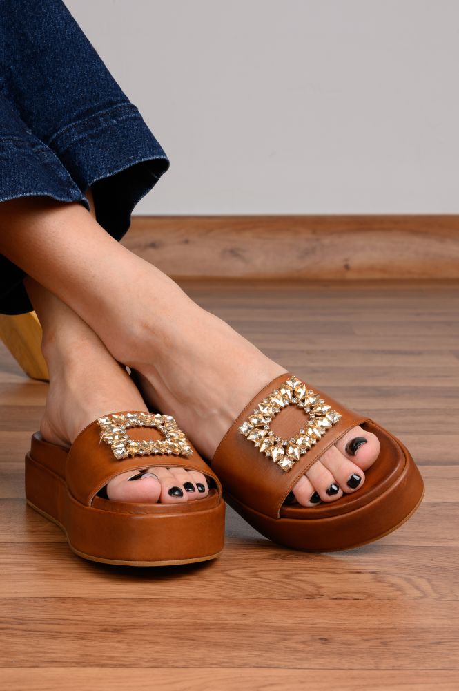 Δερμάτινα Flatform Σανδάλια Mourtzi 1/10600 Tab