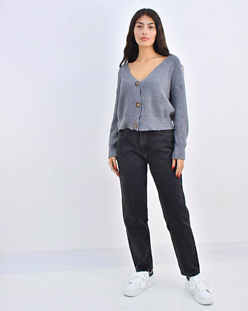 Beltipo Γυναικεία πλεκτή ζακέτα oversize γκρί