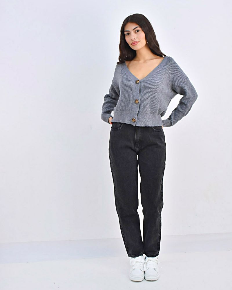 Beltipo Γυναικεία πλεκτή ζακέτα oversize γκρί