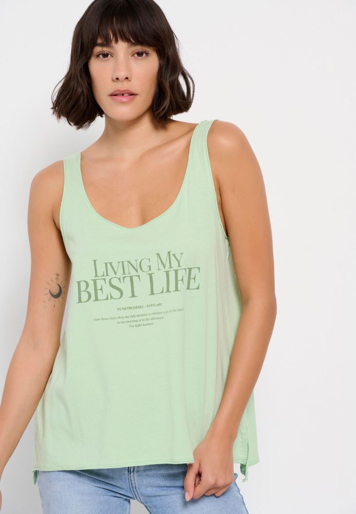 Tank top από οργανικό βαμβάκι με τύπωμα κειμένου