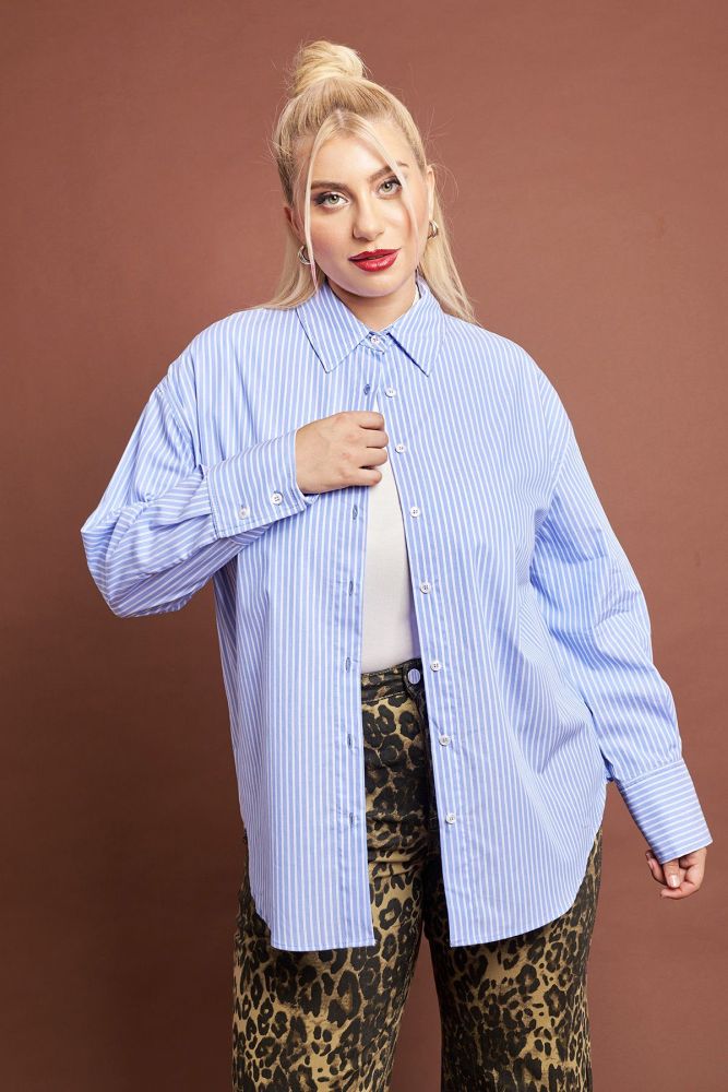 PRBT oversized ριγέ πουκάμισο βαμβακερό