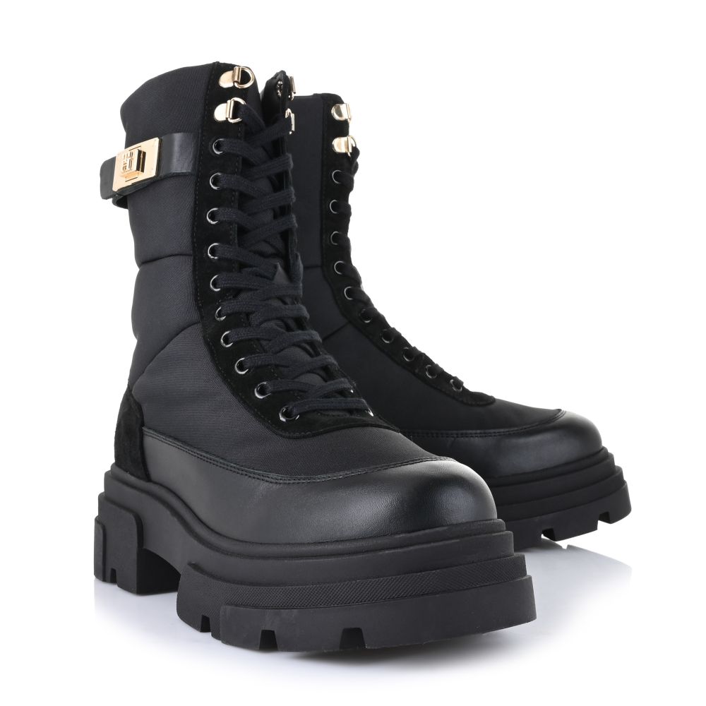 Μποτάκια Tommy Hilfiger Biker Leather Mix Lace Up FW0FW08246 BDS