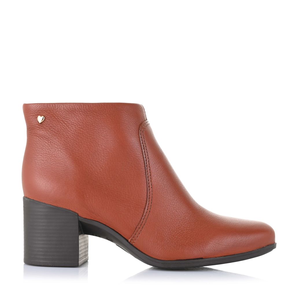 Δερμάτινα Ankle Μποτάκια Unveil 346901 19 Cognac