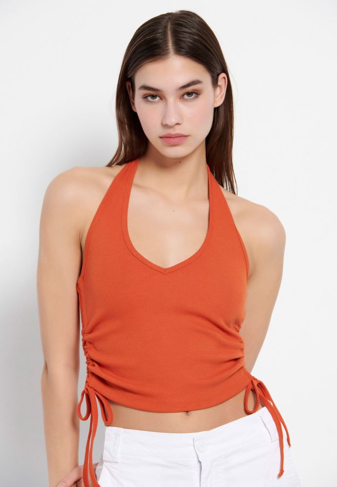 Halter neck τοπ σε ύφανση rib