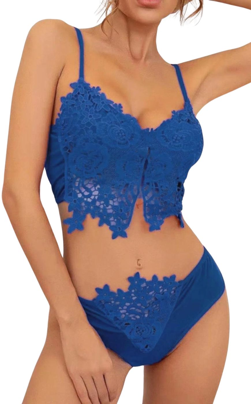 Σετ Bralette με Κιλοτάκι Miriam - Μπλε‌‌ Ρουά - LC35462-5-Μπλέ Ρουα-2XL