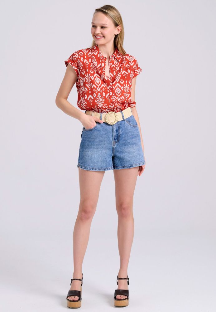 Εμπριμέ πουκάμισο με τύπωμα σε boho look