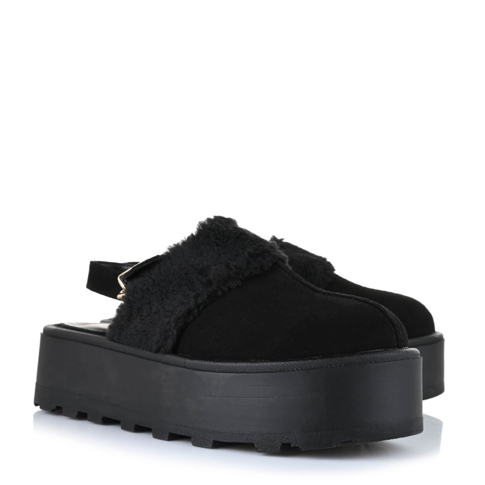 Δερμάτινα Flatform Σαμπό Unveil Ruby Μαύρο Καστόρι