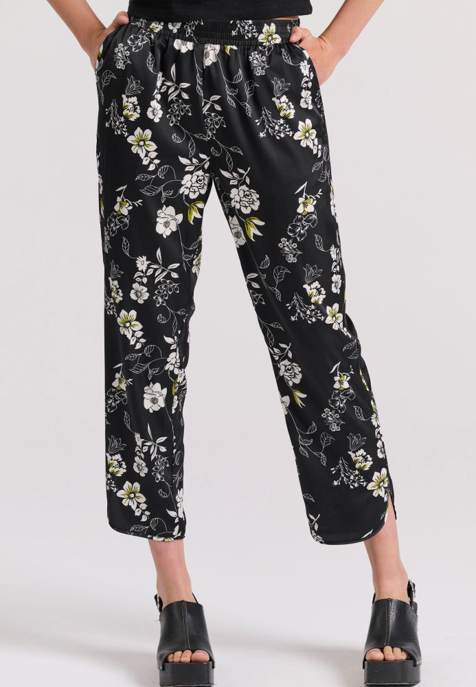 Εμπριμέ cropped casual παντελόνι