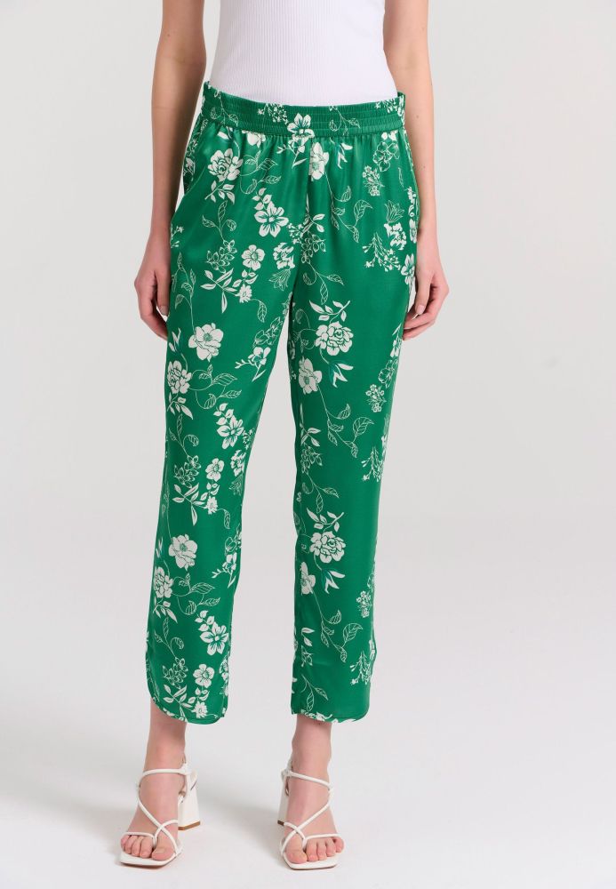 Εμπριμέ cropped casual παντελόνι