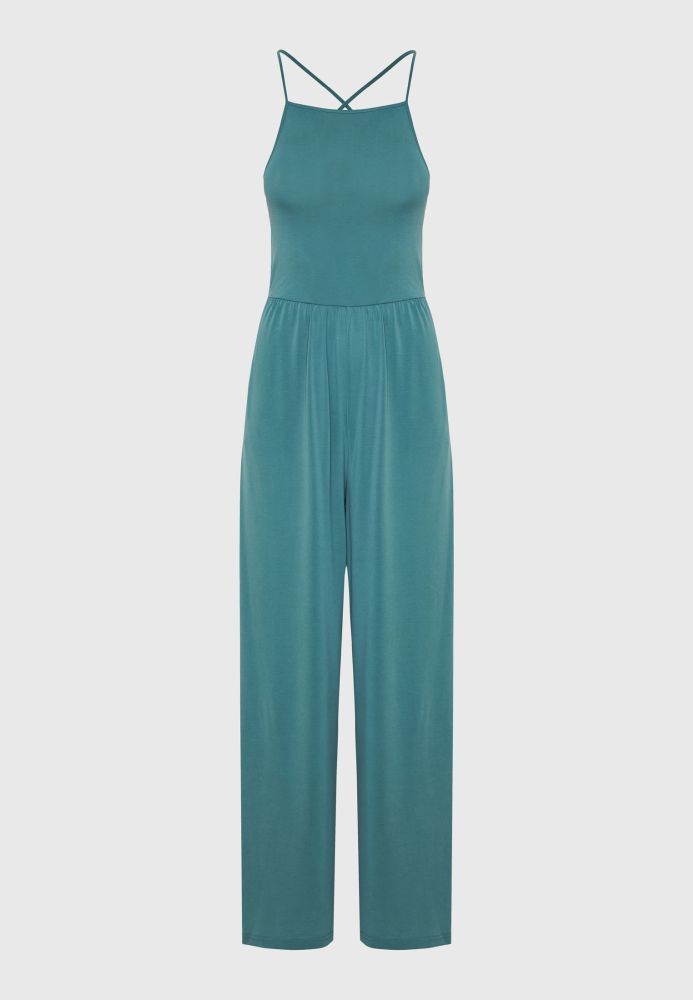 Wide leg fit ολόσωμη φόρμα με πλαϊνά ανοίγματα