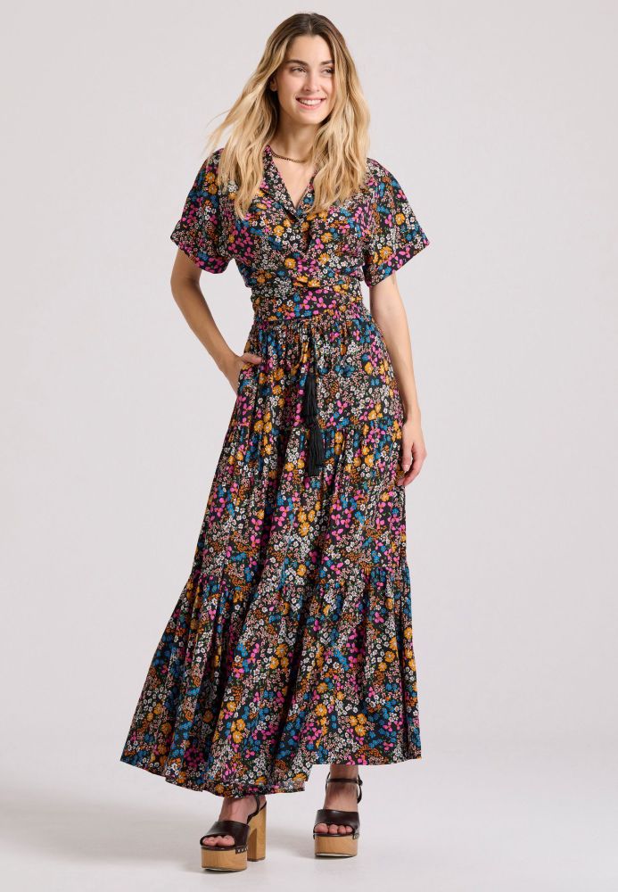 Maxi loose fit εμπριμέ φούστα με βολάν