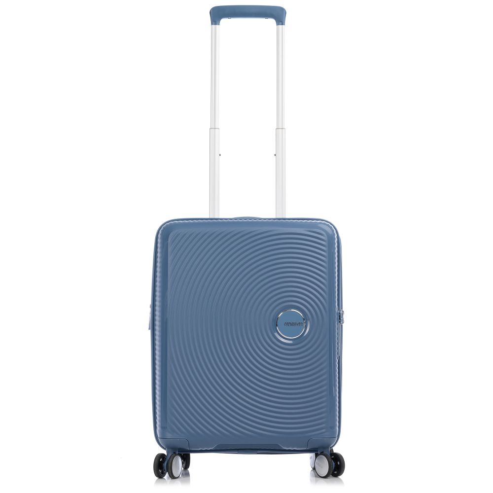 Βαλίτσα Σκληρή Καμπίνας American Tourister Soundbox Spinner 55 EXP Cabin Size 88472-E612 Stone Blue