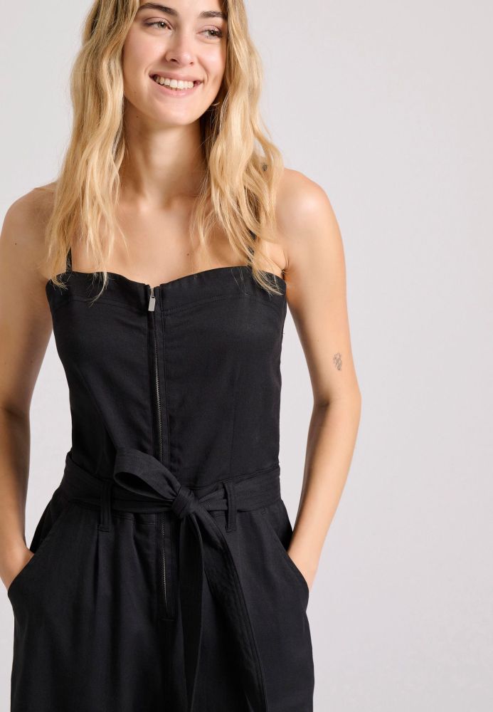 Wide leg ολόσωμη φόρμα με μπροστινό φερμουάρ