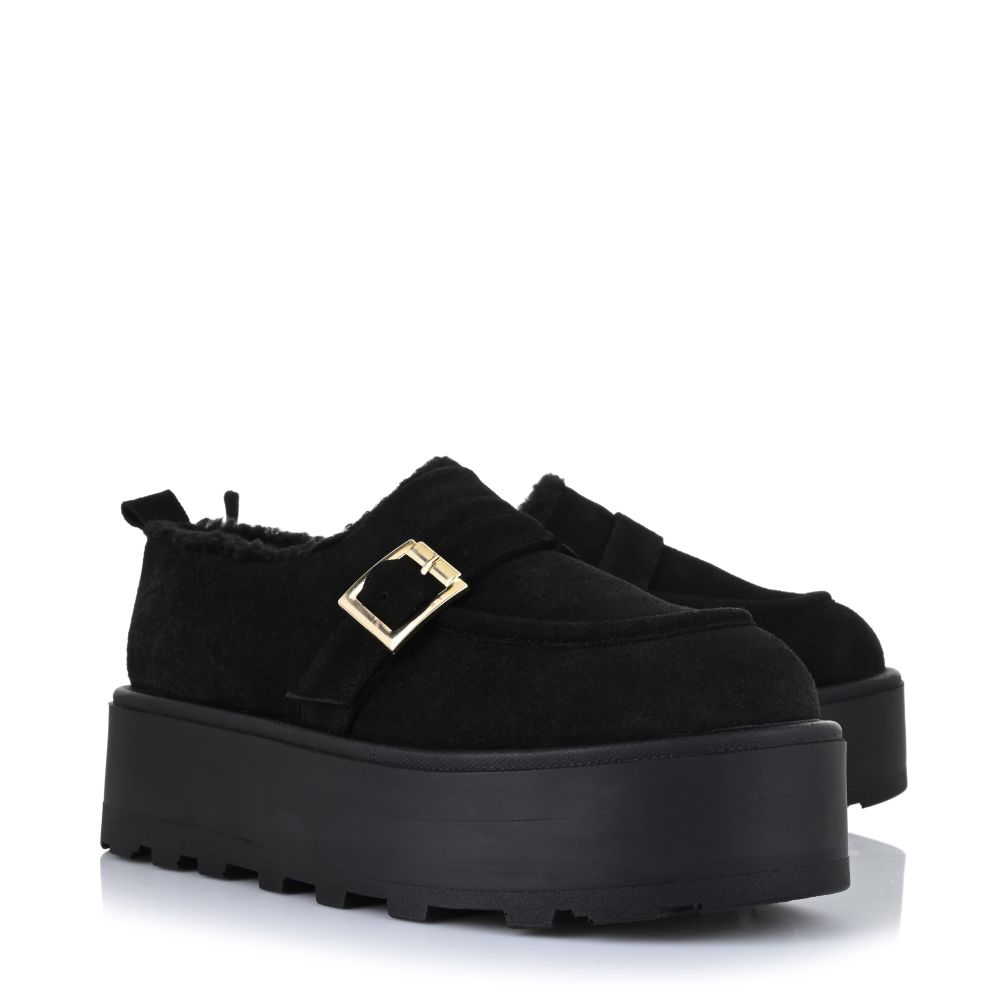 Δερμάτινα Flatform Σαμπό Unveil Sienna Μαύρο Καστόρι
