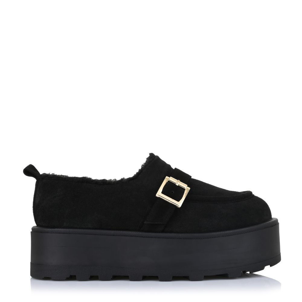 Δερμάτινα Flatform Σαμπό Unveil Sienna Μαύρο Καστόρι