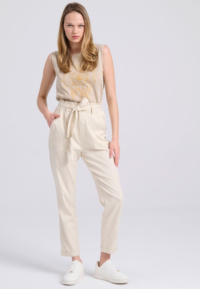 Garment dyed αμάνικο t-shirt με boho τύπωμα