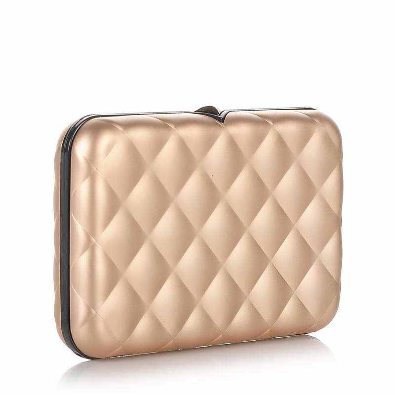 Μεταλλική Καρτοθήκη Ögon Designs Lady Case Quilted Button RFID Safe Rose Gold