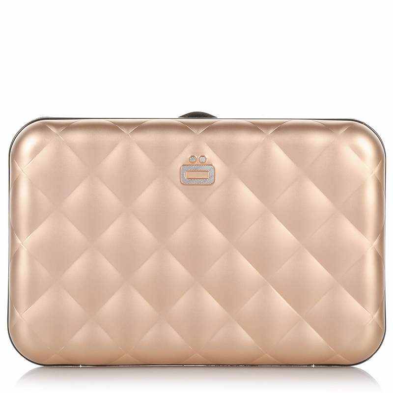 Μεταλλική Καρτοθήκη Ögon Designs Lady Case Quilted Button RFID Safe Rose Gold