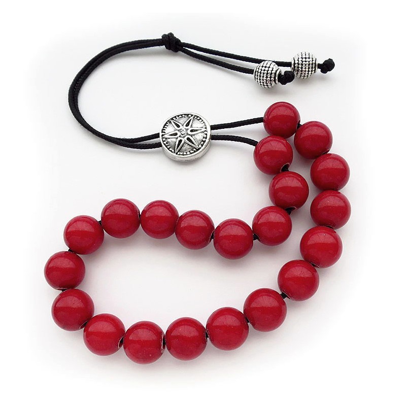 Κομπολόι με Coral jade κόκκινο KO144
