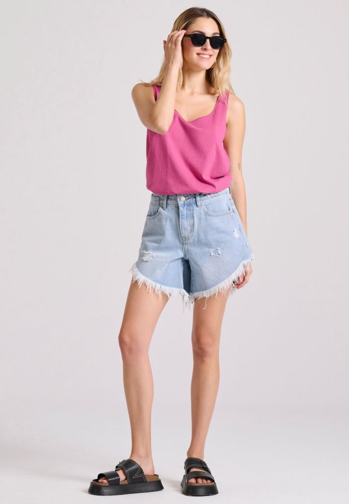 Tank top από οργανικό βαμβάκι με raw edges