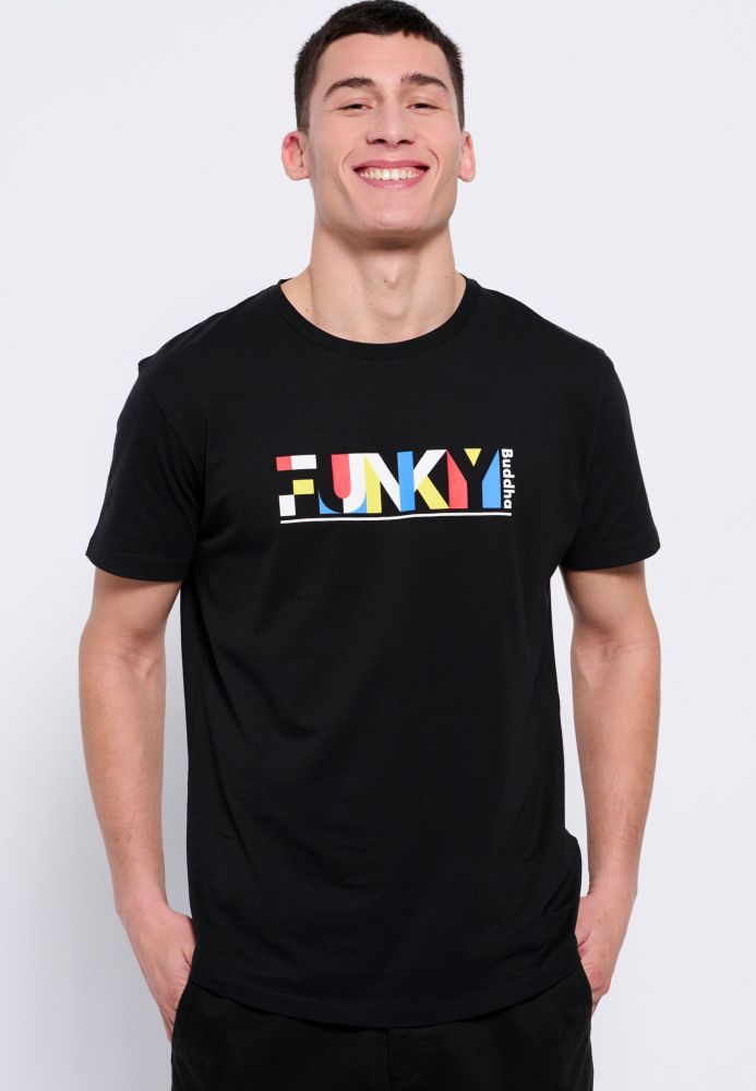 Loose fit t-shirt με colorblock branded τύπωμα
